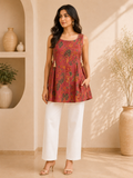 Women's Dusty Rose Floral Printed Cotton Top