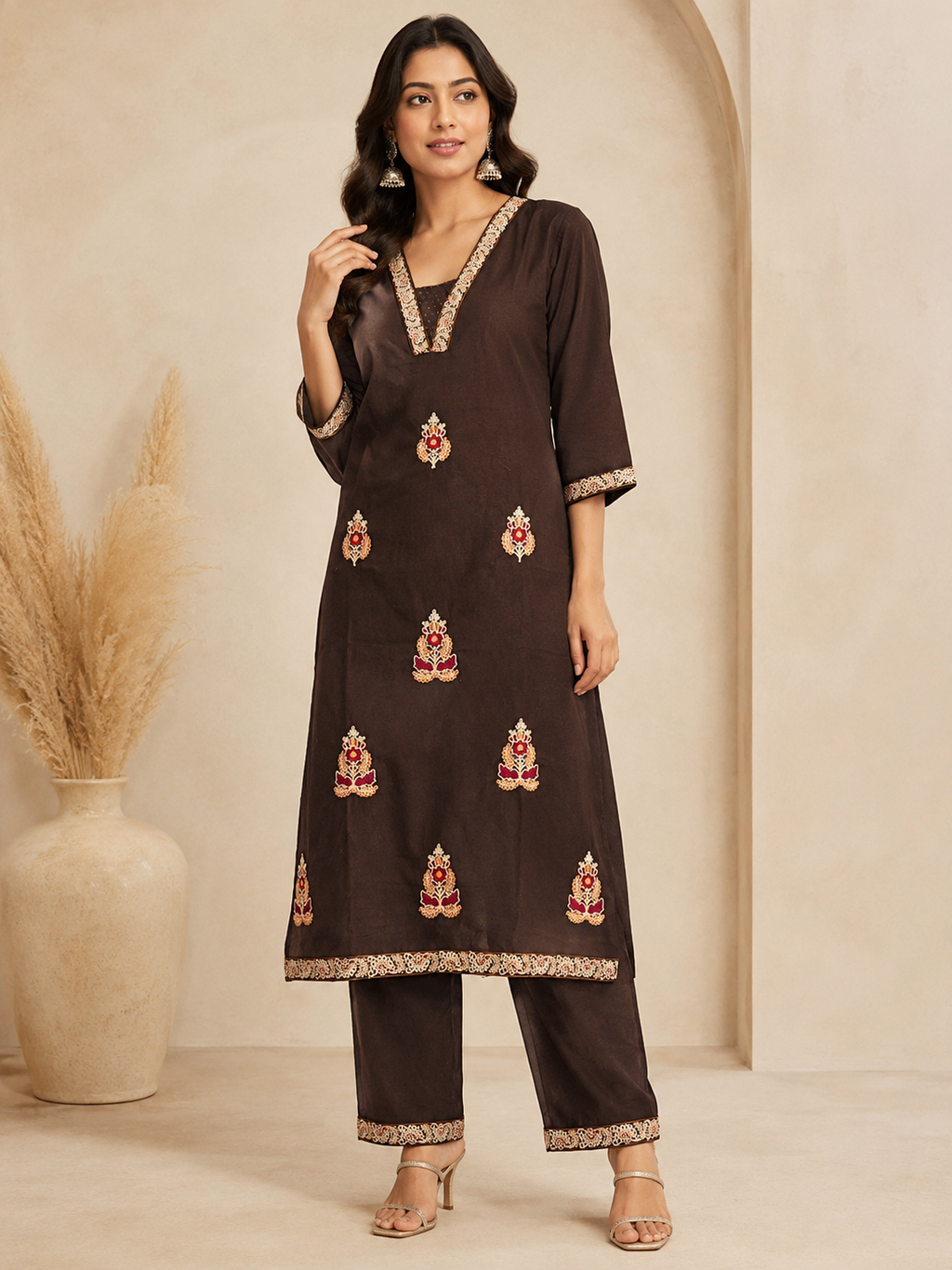 Chocolate Brown 3-Piece Cotton Suite