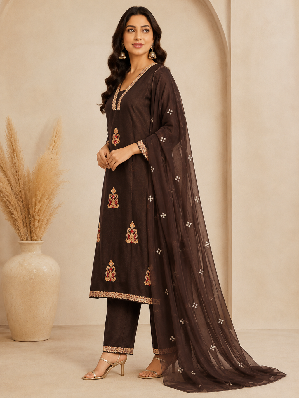 Chocolate Brown 3-Piece Cotton Suite
