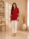 Women's Maroon Printed Crepe Shirt