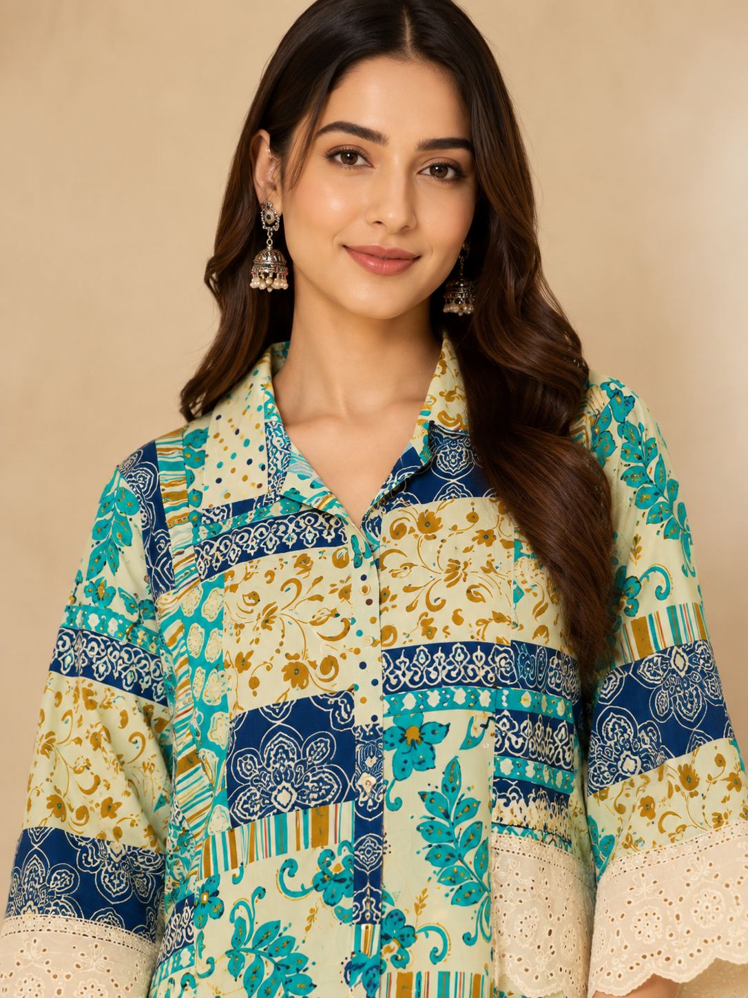 Women's Multicolor Patchwork Printed Cotton Coord Set