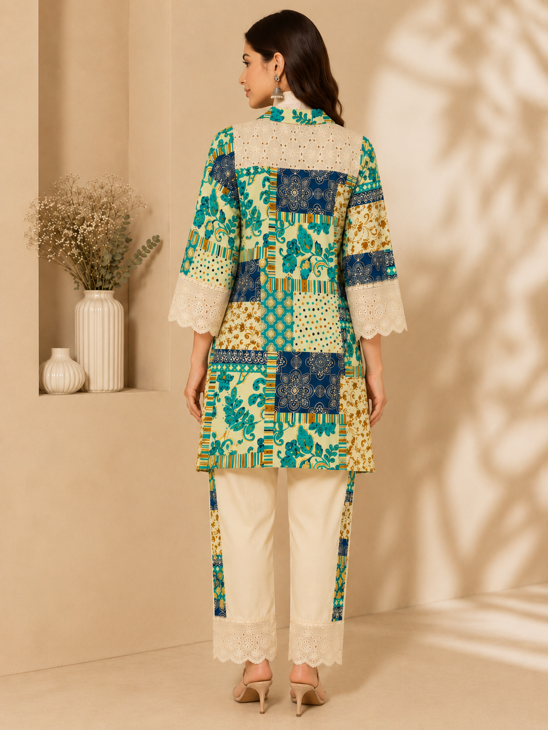 Women's Multicolor Patchwork Printed Cotton Coord Set