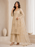 Gilded Ivory Embroidered Organza 3-Piece Suite