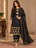 Black Embroidered Suit Set with Pant & Dupatta