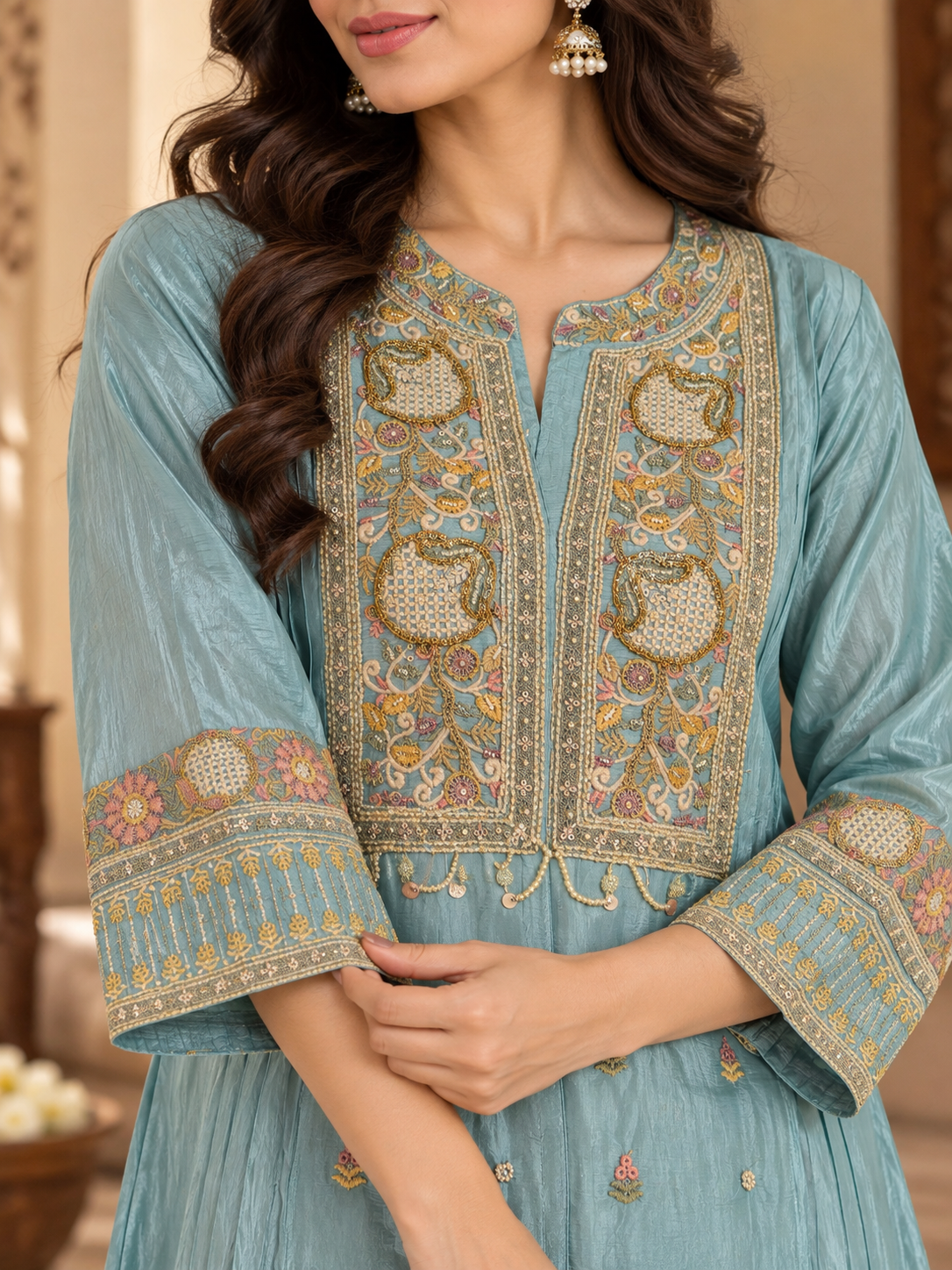 Blue Embroidered Co-Ord Set