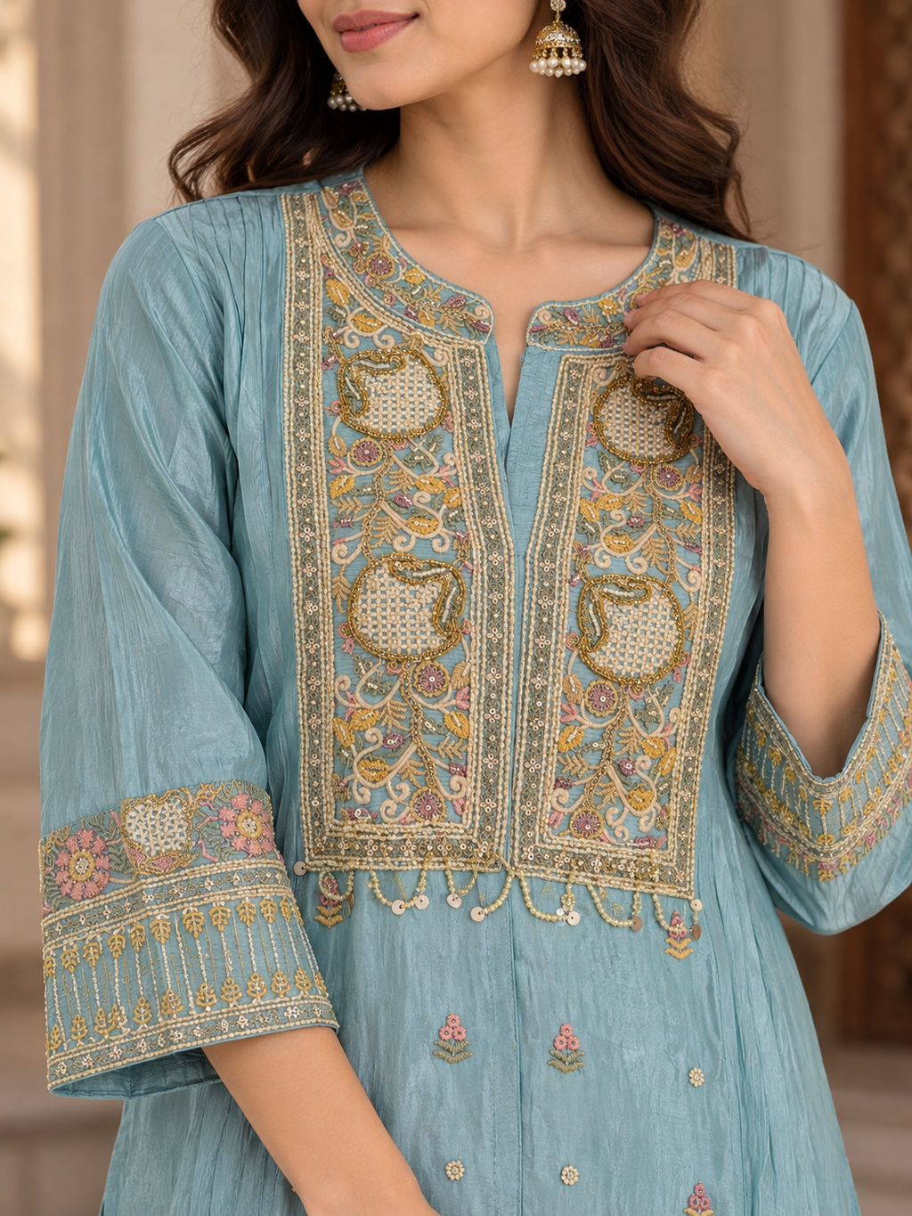Blue Embroidered Co-Ord Set